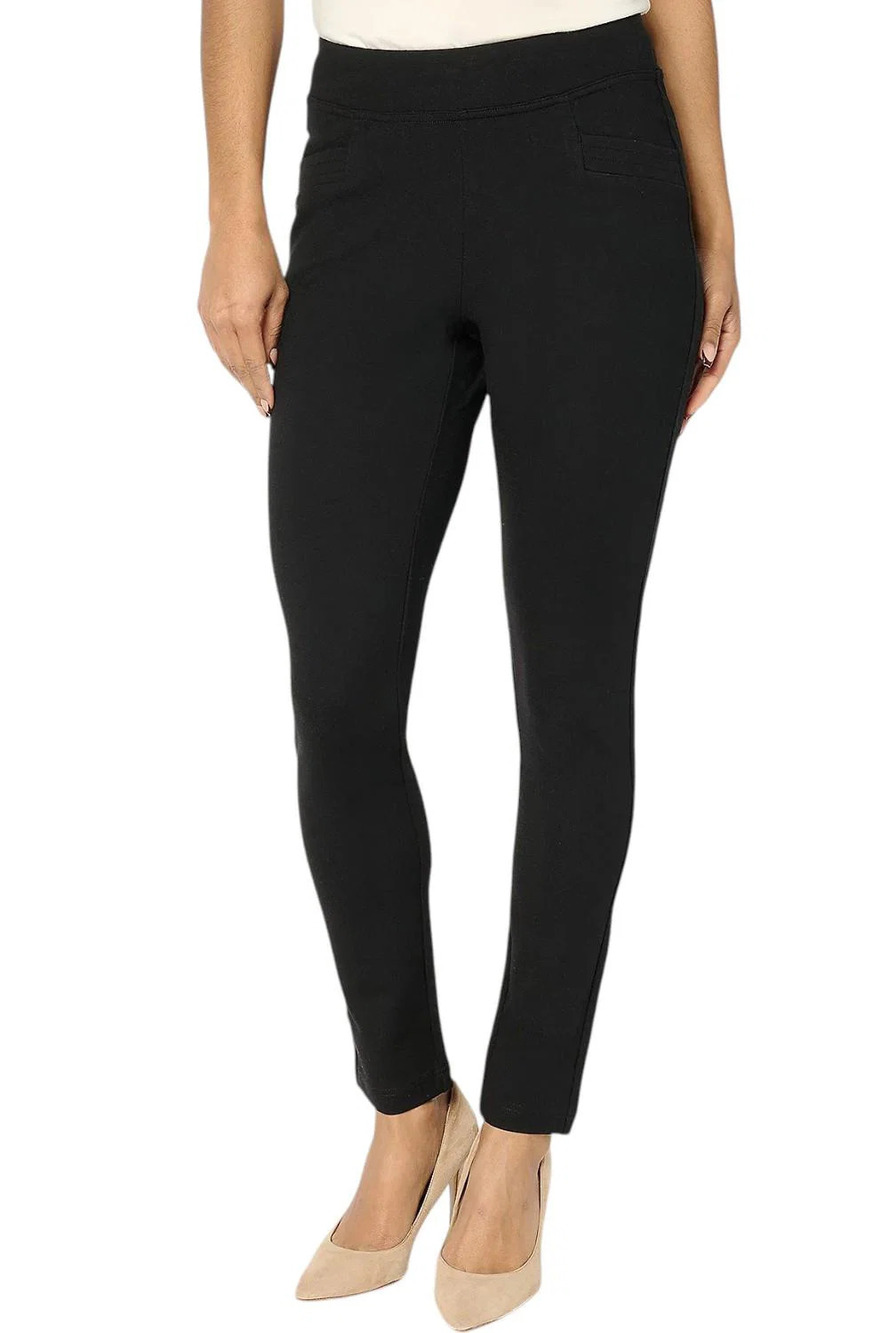 Belle by Kim Gravel Women's Ponte Triple Topstitch Leggings Black - Regular
